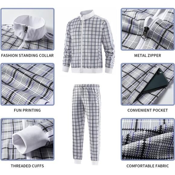 Men's Casual Tracksuits Long Sleeve Jogging Suits Sweatsuit Sets Track Jackets - Picture 3 of 6